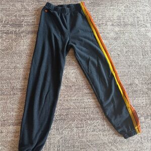 Aviator Nation Kids Black Joggers with Vibrant Stripes